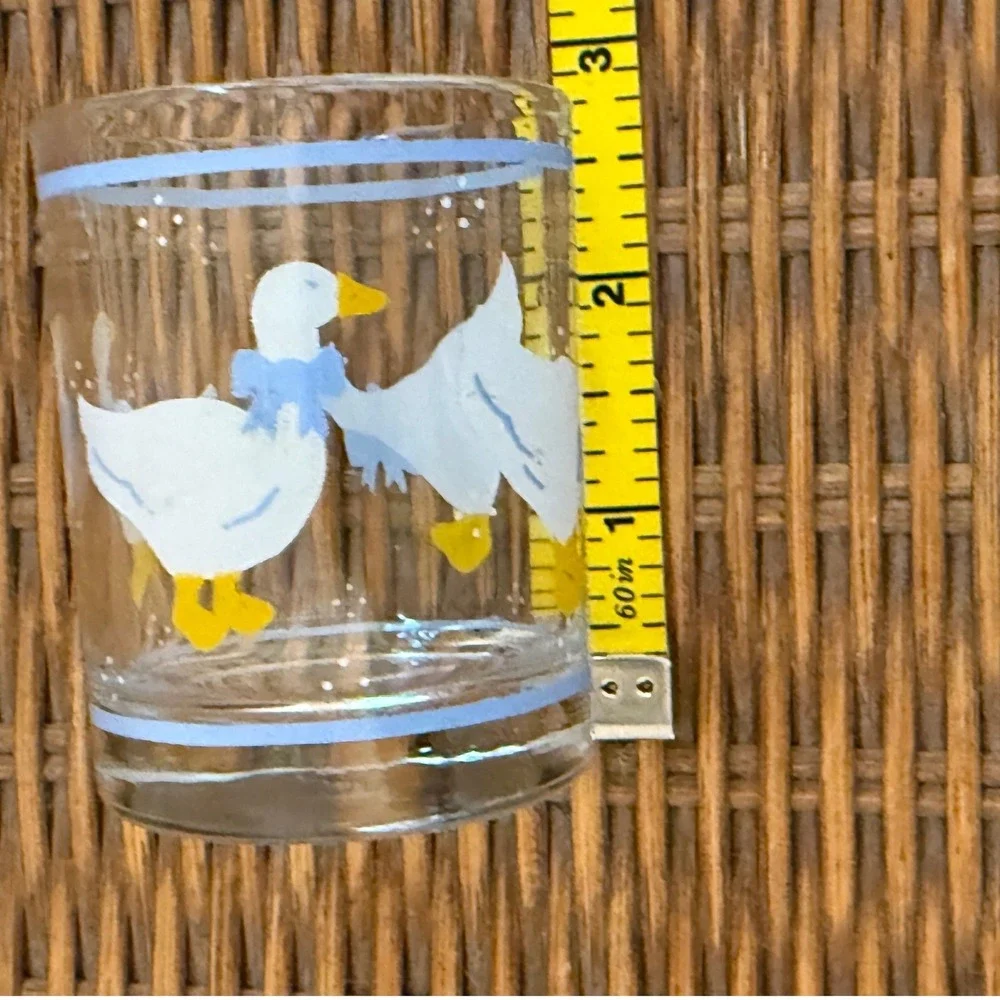 Vintage Country Goose Tea Light Candle Holder Glass Blue Country Kitchen Decor
